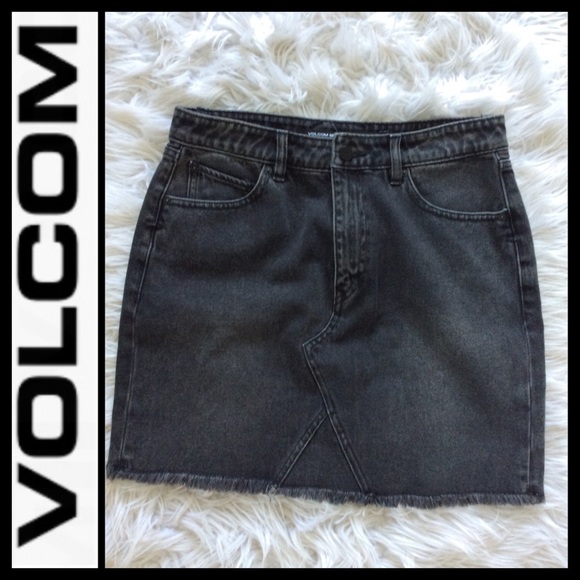 Volcom High Waist Raw Hem Denim Skirt - Picture 4 of 8